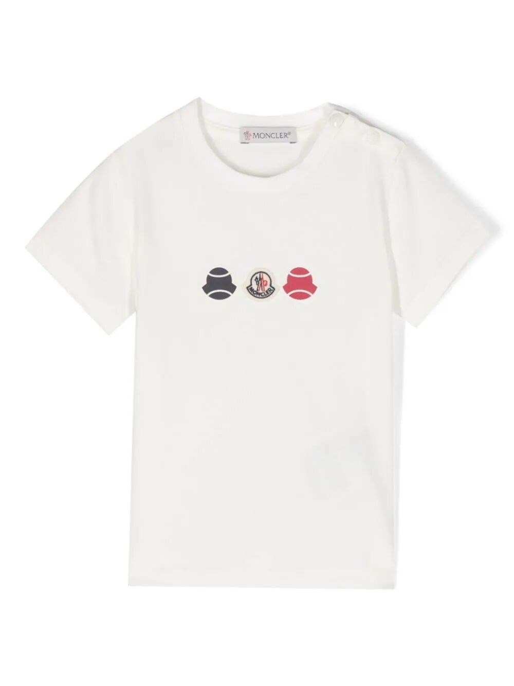 Shop Moncler Printed And Patch Logo T-shirt In White
