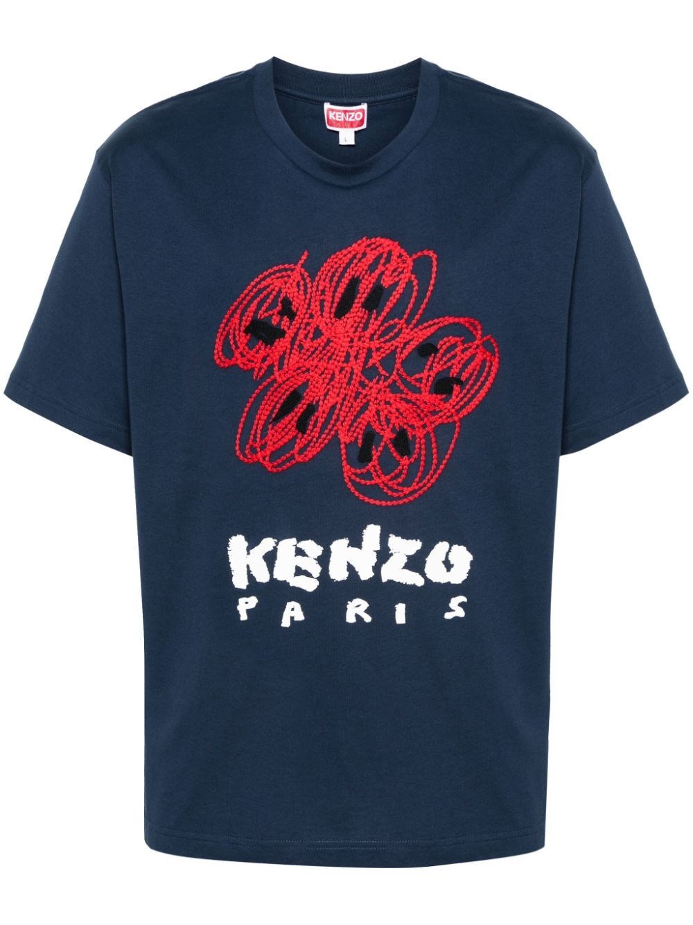 Shop Kenzo Drawn Varsity T-shirt In Blue
