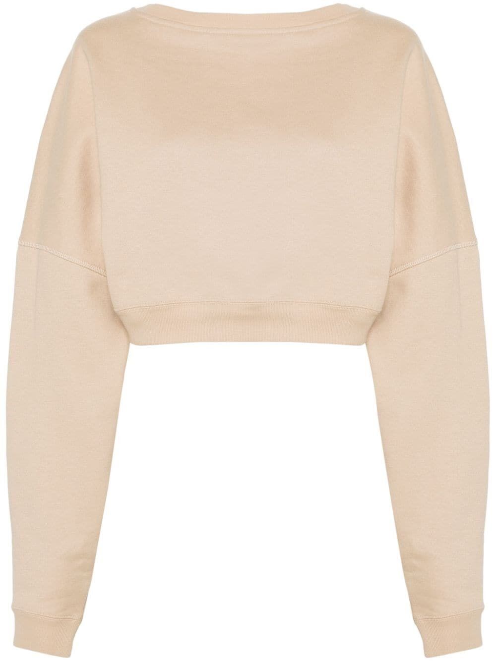 Saint Laurent Felpa Corta In Nude & Neutrals