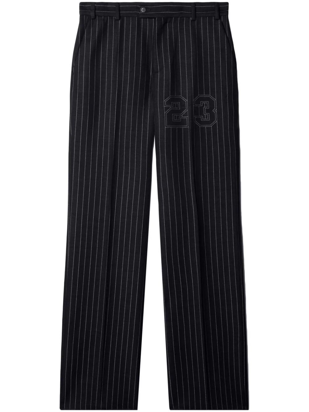 Shop Off-white 23 Pinstriped Slim Pant In Black
