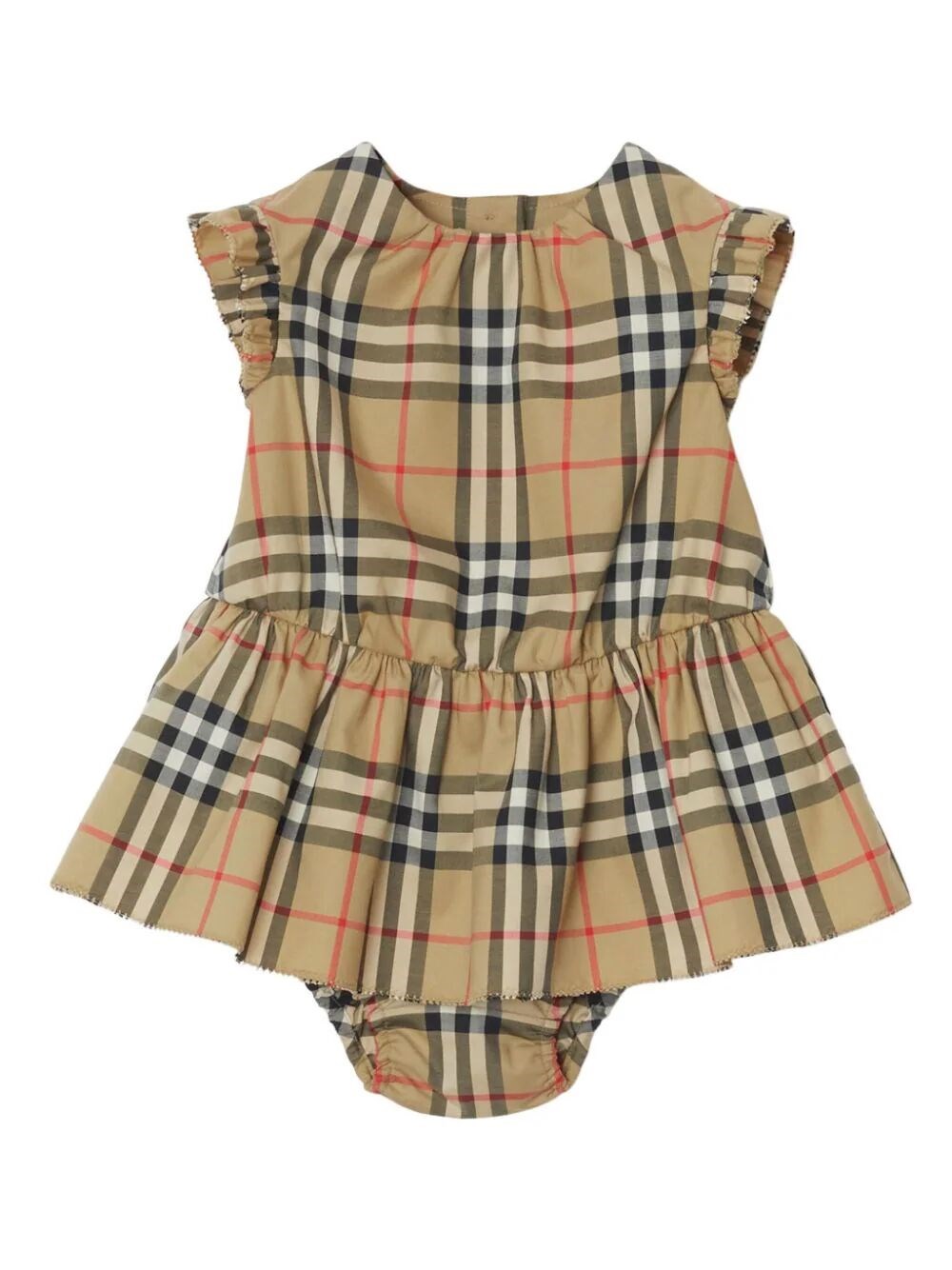 Shop Burberry Check Dress With Bloomers In Brown