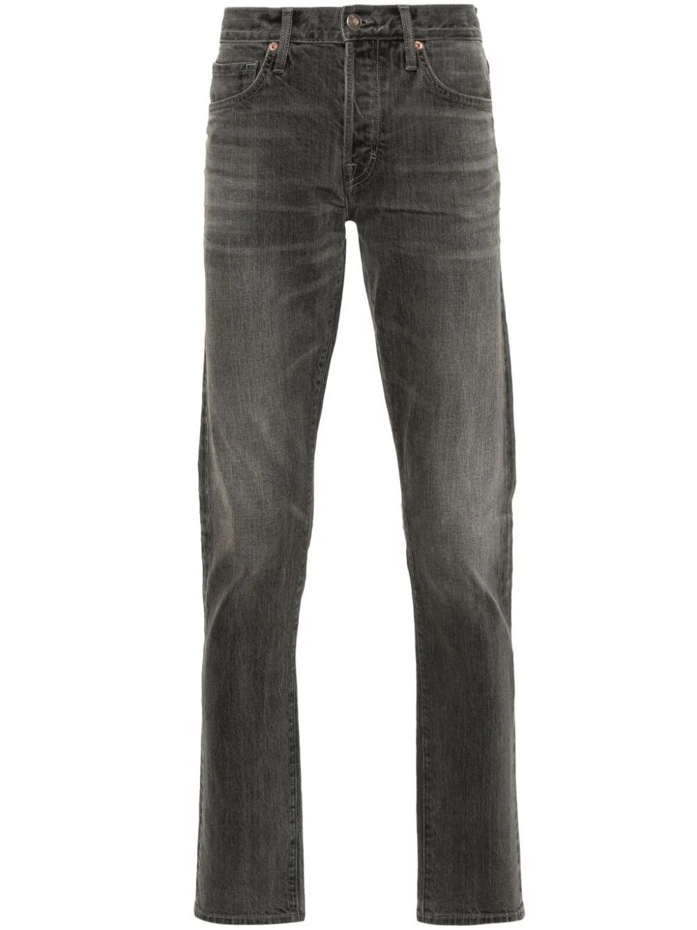 Shop Tom Ford Mid-rise Slim-fit Jeans In Grey