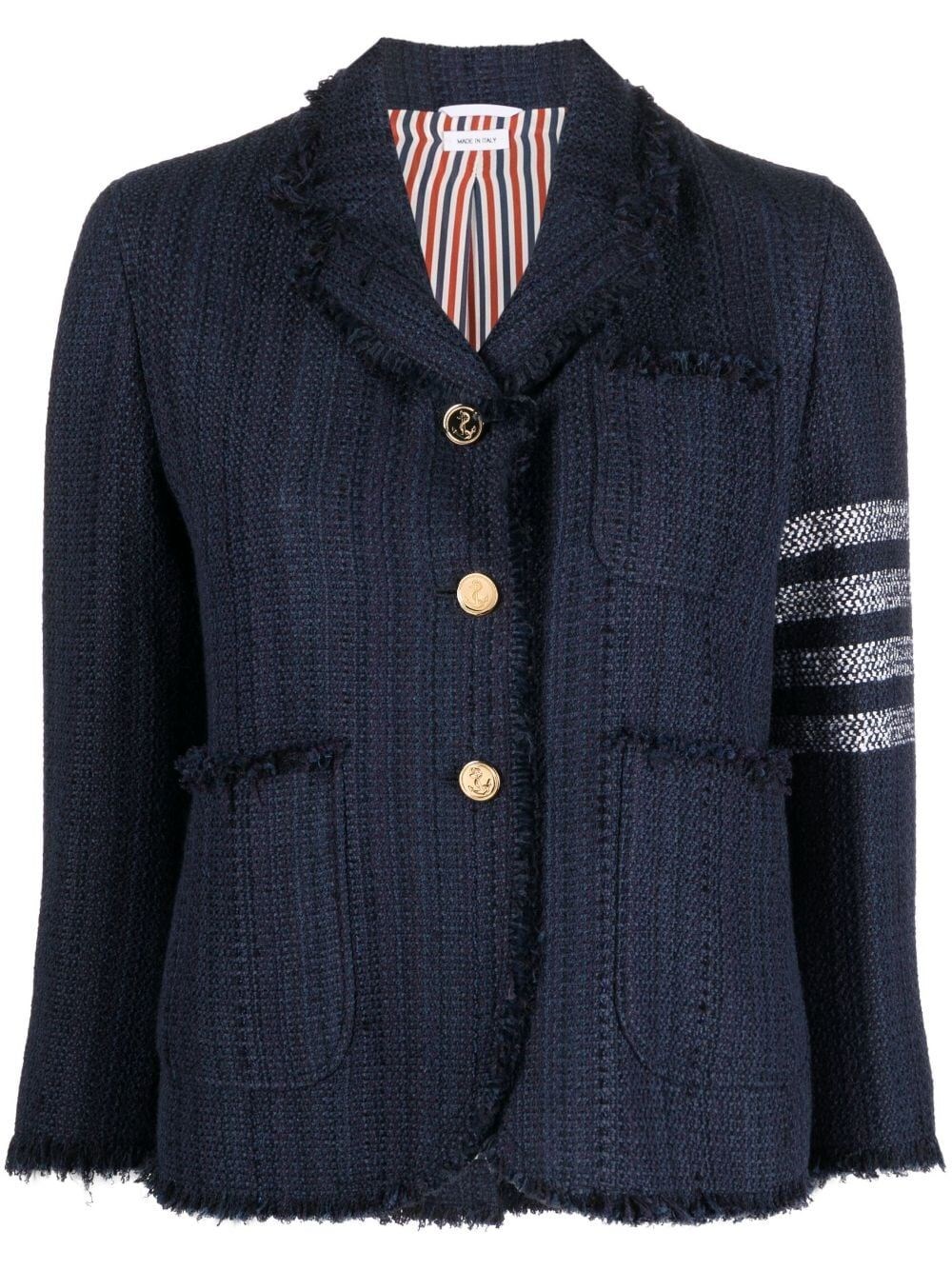 TWEED FRAY 4-BAR CROPPED JACKET