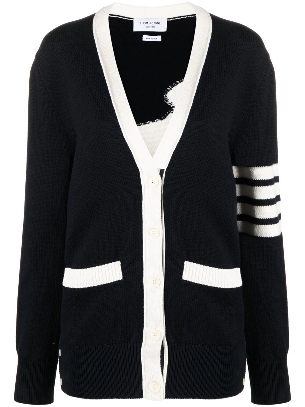 COTTON 4-BAR HECTOR V-NECK CARDIGAN