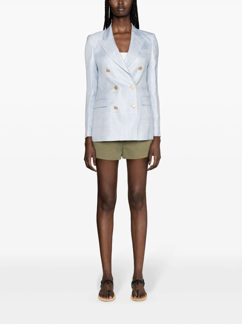 DOUBLE-BREASTED LINEN BLAZER