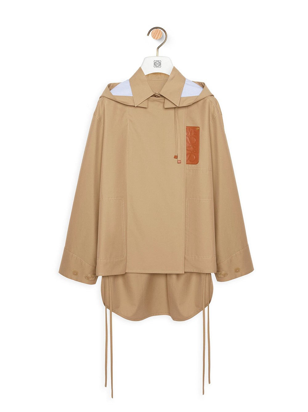 Shop Loewe Hoodie Cotton Parka In Nude & Neutrals