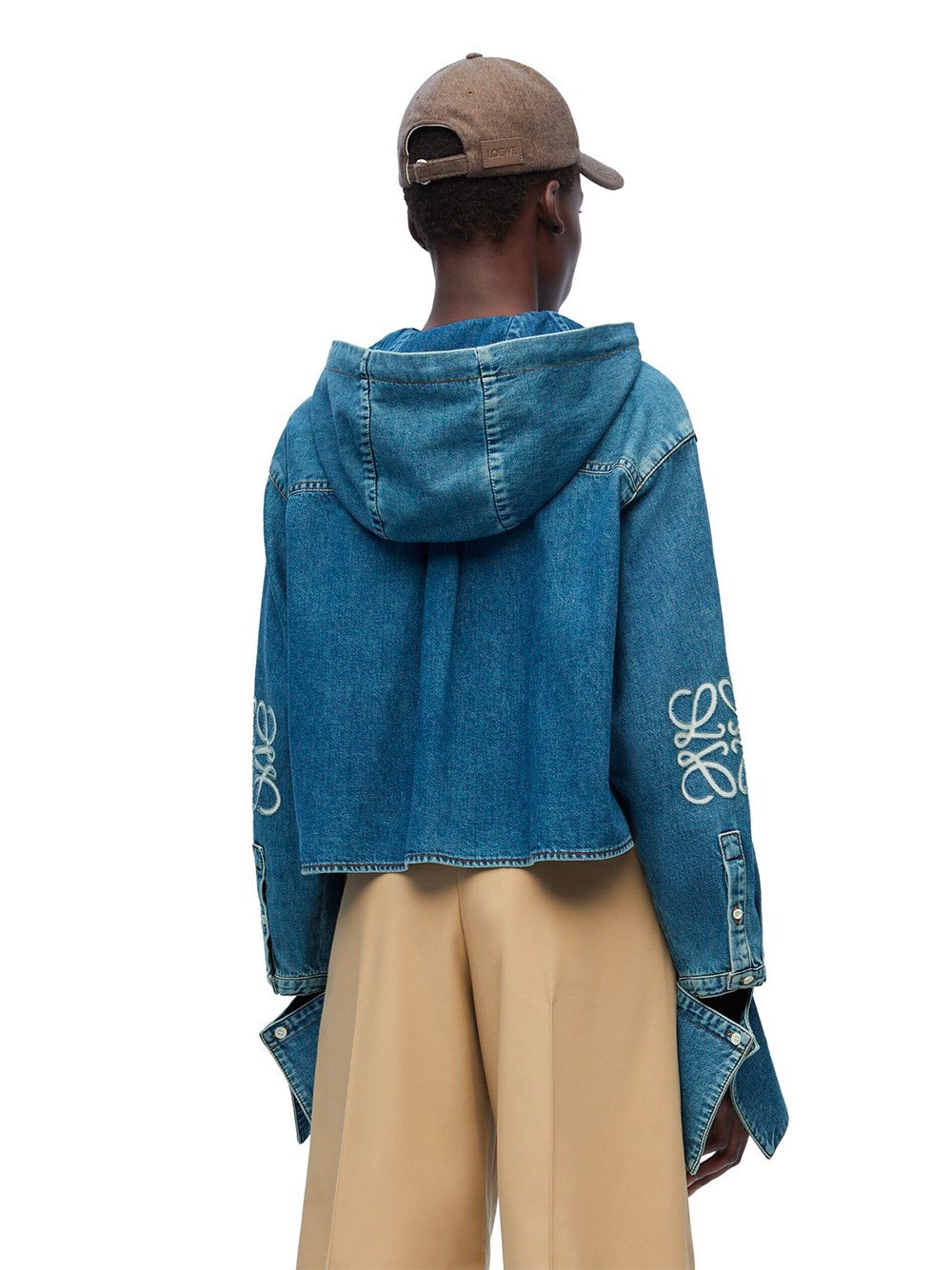 Hoodie cropped jacket in denim