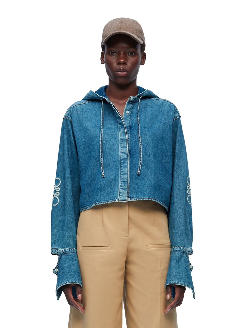 Hoodie cropped jacket in denim