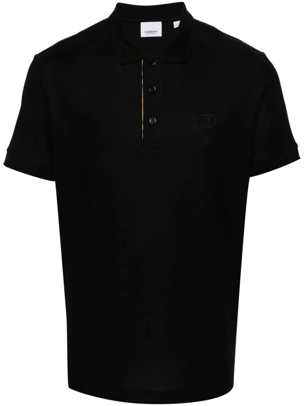 Shop Burberry Logo-embroidered Piqué Polo Shirt In Black