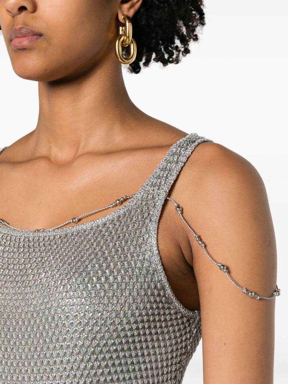 BEAD-DETAILING LUREX MAXI DRESS