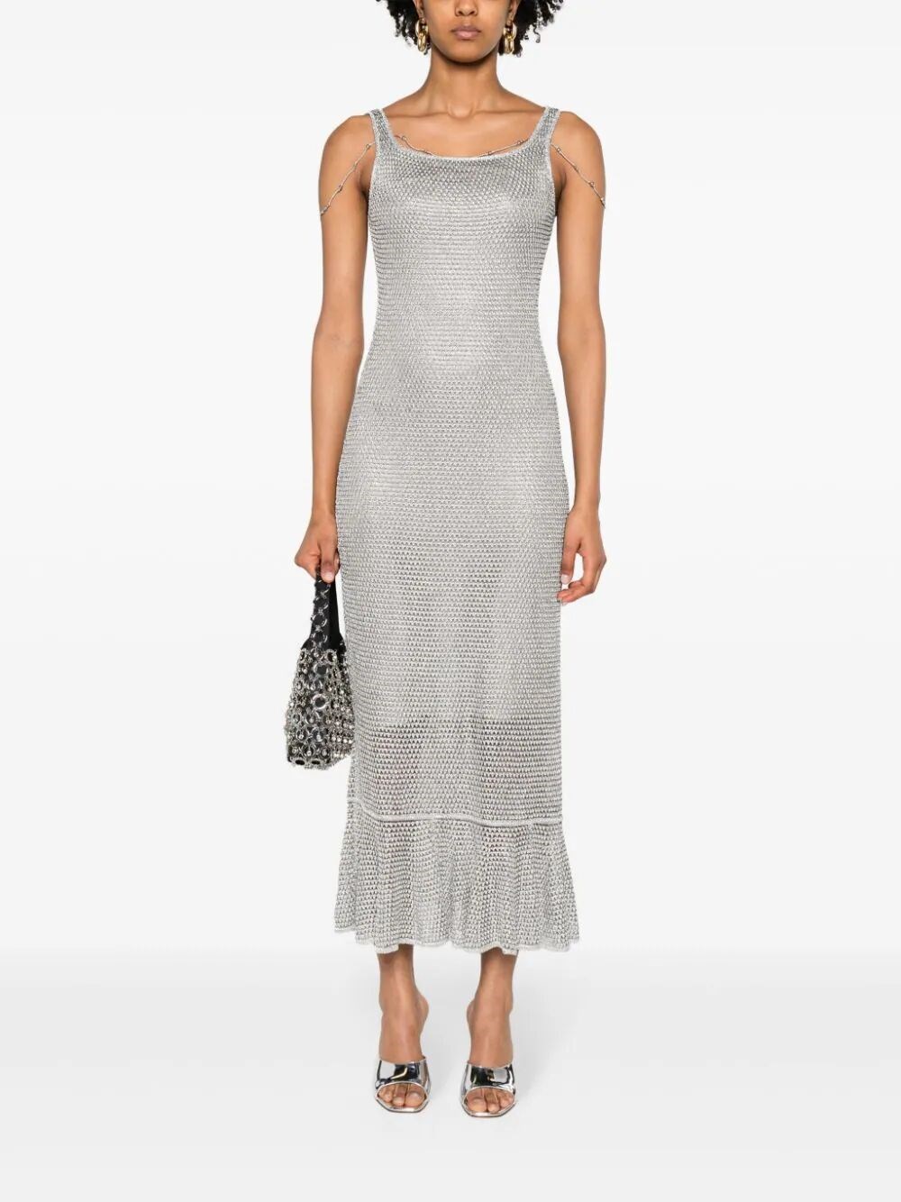 BEAD-DETAILING LUREX MAXI DRESS