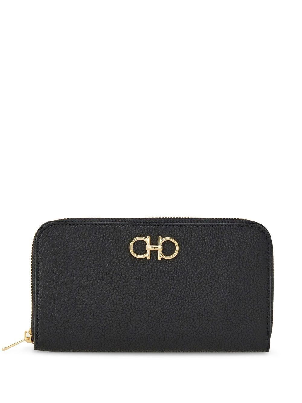 Shop Ferragamo Gancini Continental Wallet In Black