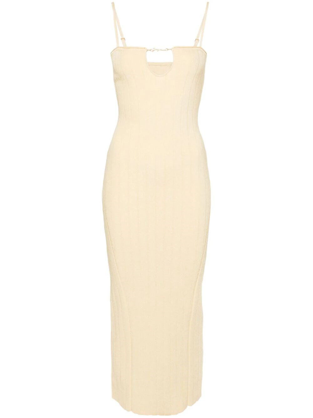 Shop Jacquemus Knitted Sierra Dress In Nude & Neutrals