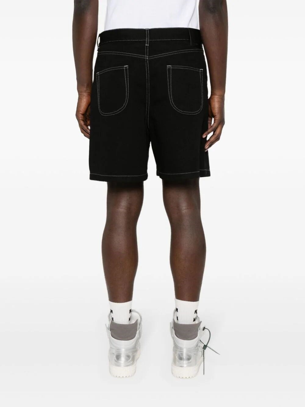 EMBROIDERED-LOGO DENIM SHORTS