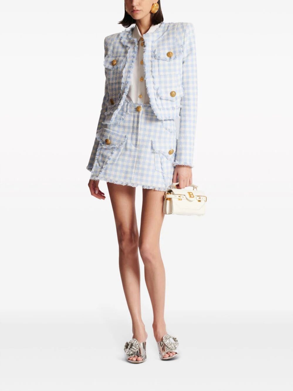 GINGHAM-PATTERN MINISKIRT