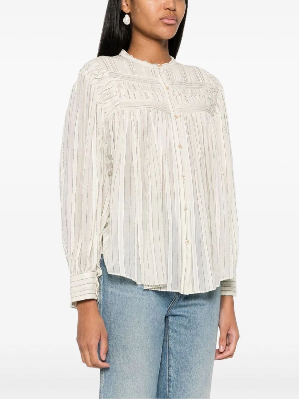 PLALIA STRIPED VOILE BLOUSE