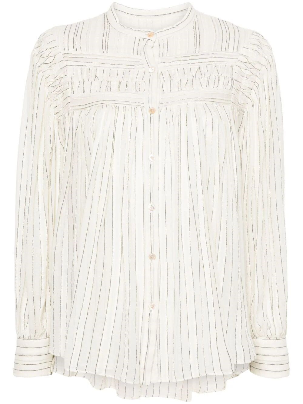Shop Isabel Marant Étoile Blusa Plalia In Voile A Righe In Nude & Neutrals