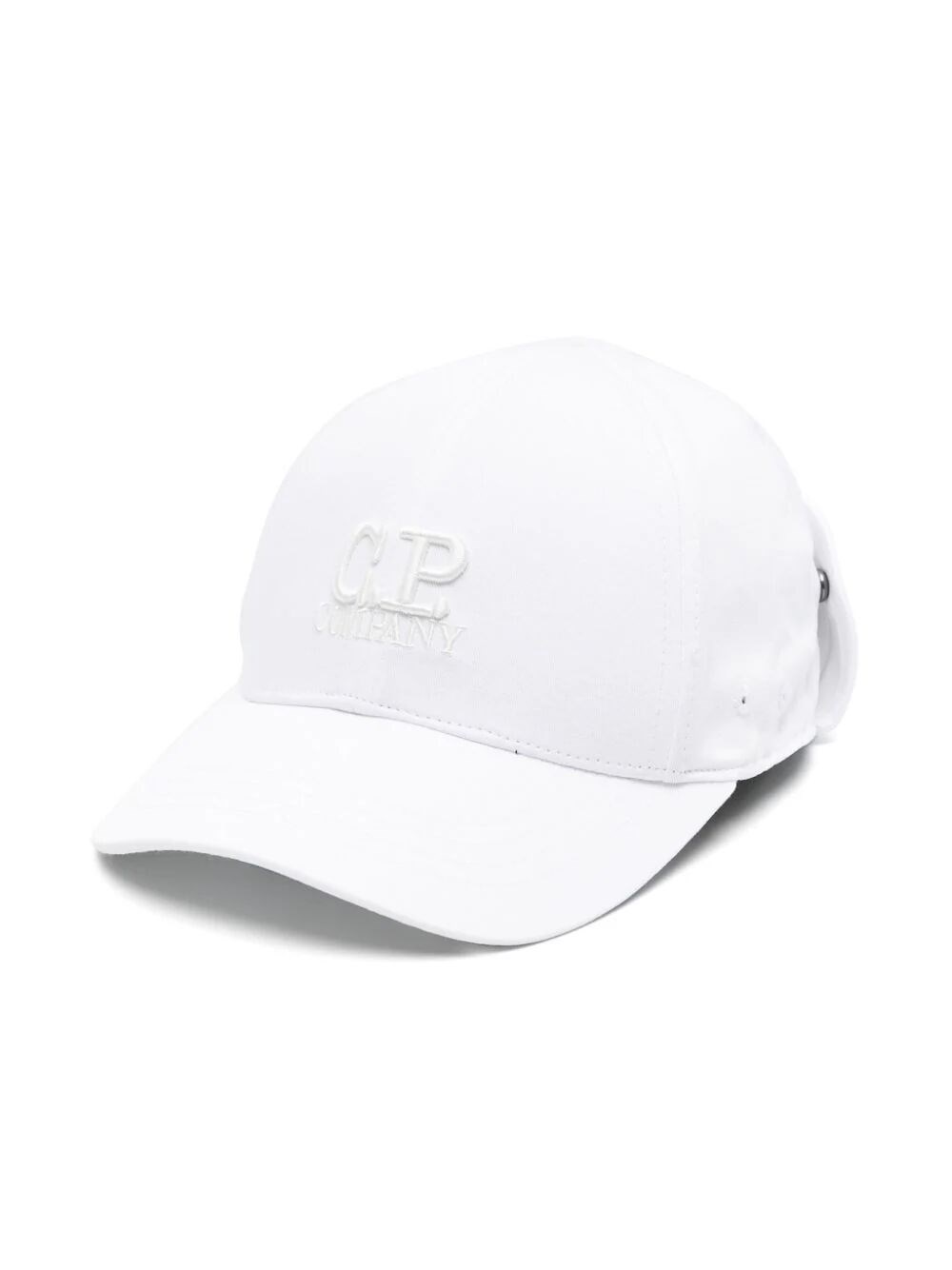 C.p. Company Kids' Logo刺绣棉棒球帽 In White