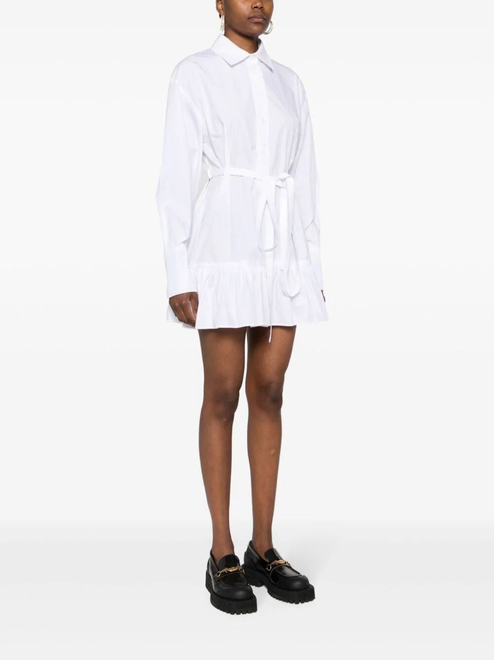 PEPLUM-HEM SHIRT DRESS