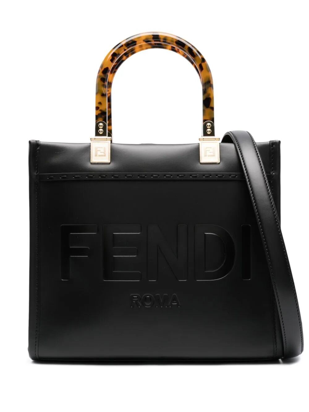 Shop Fendi Sunshine Small Shopper Bag In Black