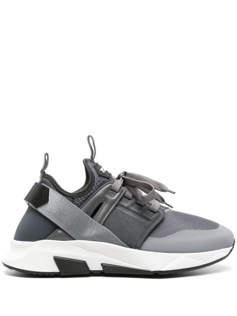 Shop Tom Ford Neoprene Suede Jago Sneakers In Grey