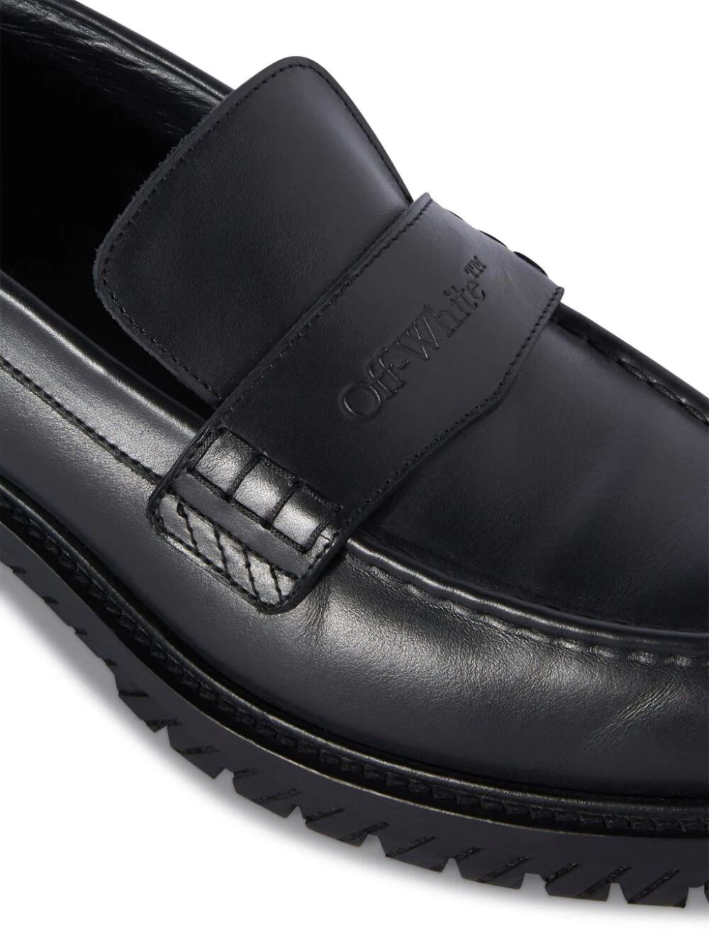 MILITARY LOGO-DEBOSSED LEATHER LOAFERS