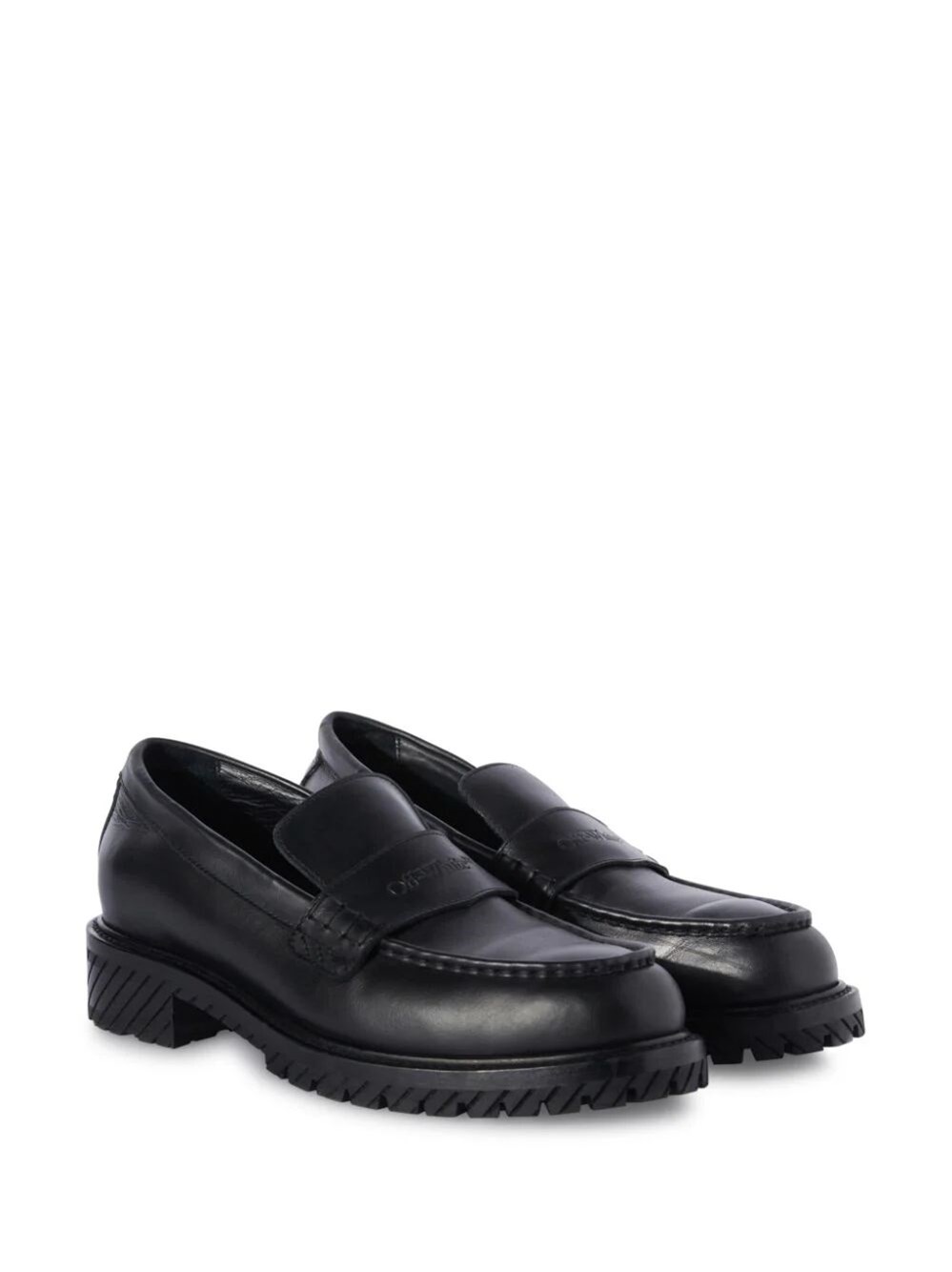 MILITARY LOGO-DEBOSSED LEATHER LOAFERS