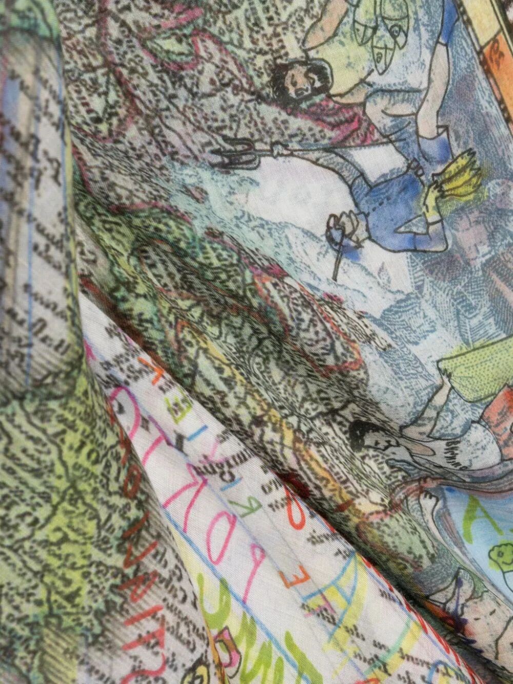 ITALIA-PRINT FRAYED SCARF