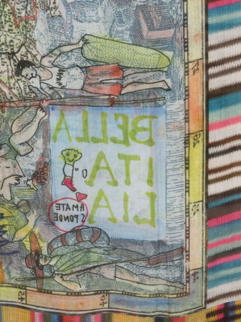 ITALIA-PRINT FRAYED SCARF