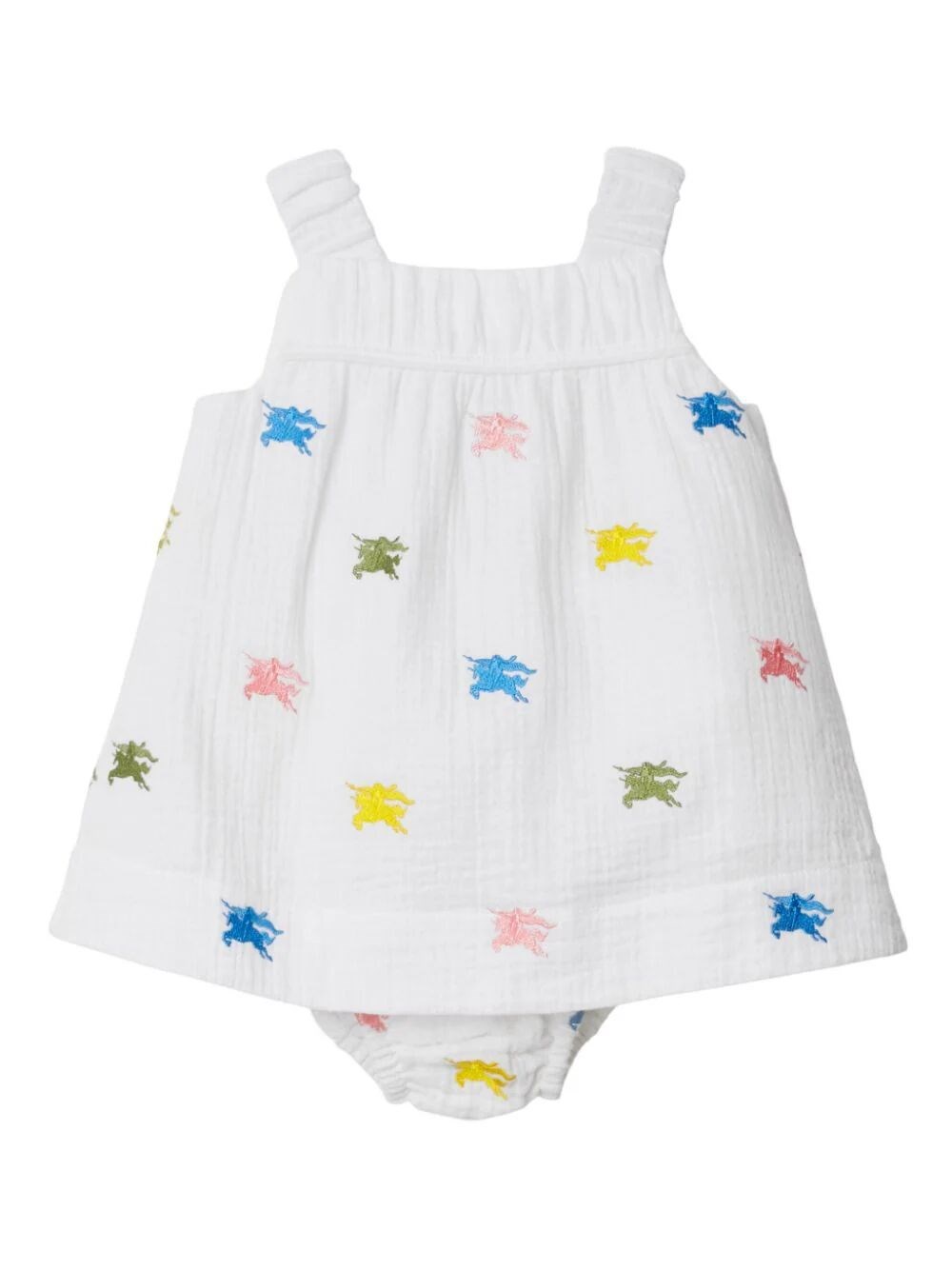 Shop Burberry Ekd Cotton Dress With Bloomers In White