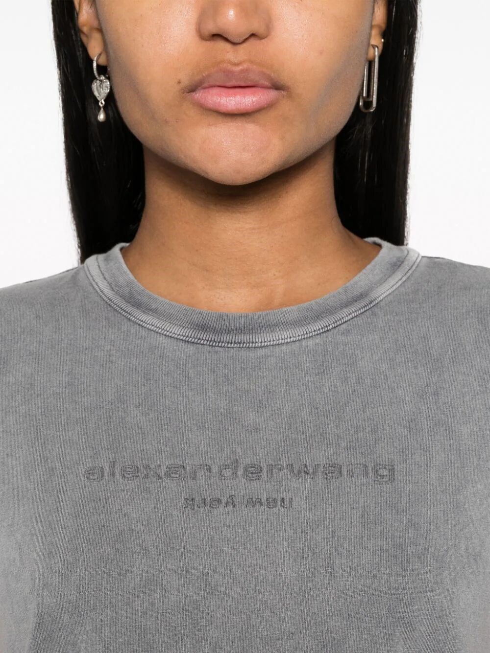 LOGO-EMBOSSED CROPPED T-SHIRT