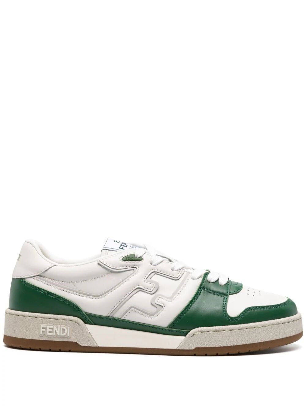 Shop Fendi Match Leather Sneakers In White