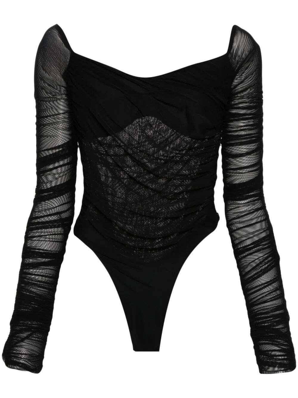 RUCHED MESH BODYSUIT