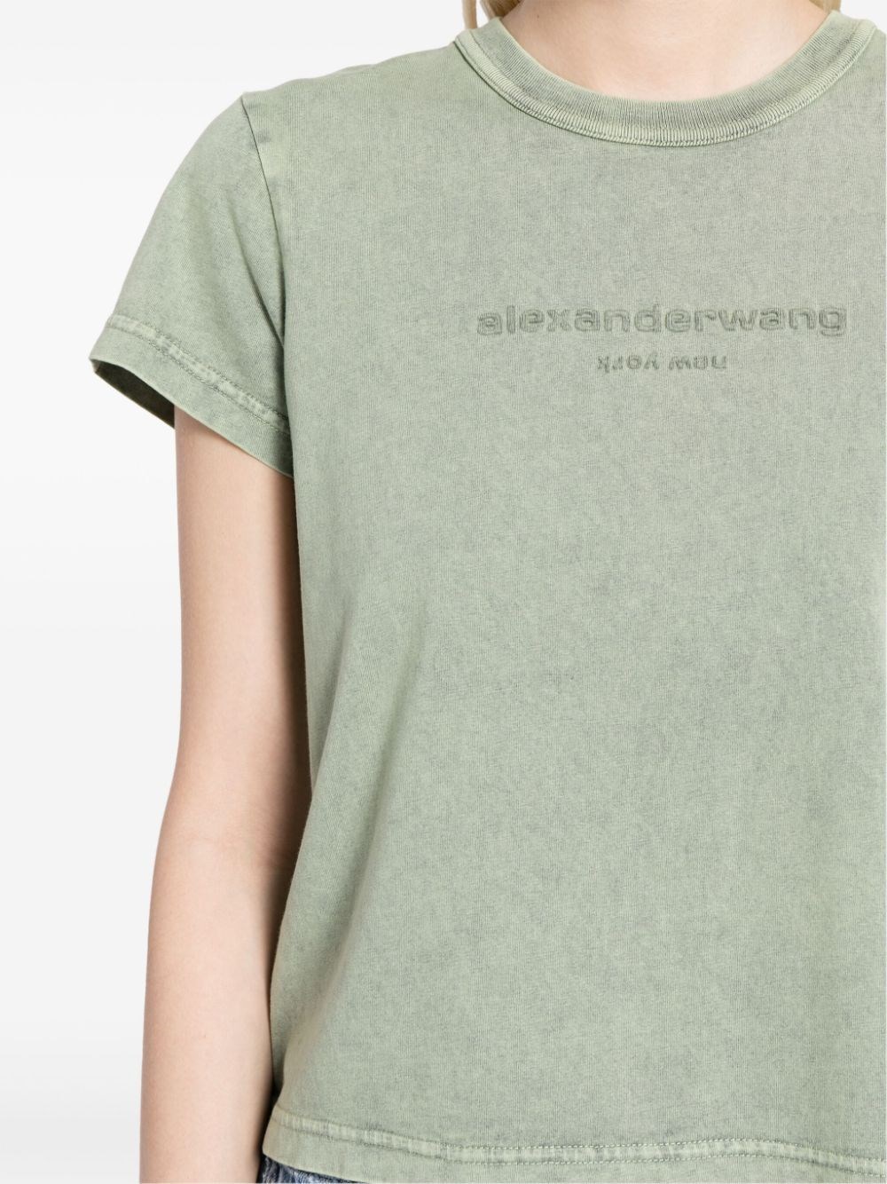 LOGO-EMBOSSED CROPPED T-SHIRT