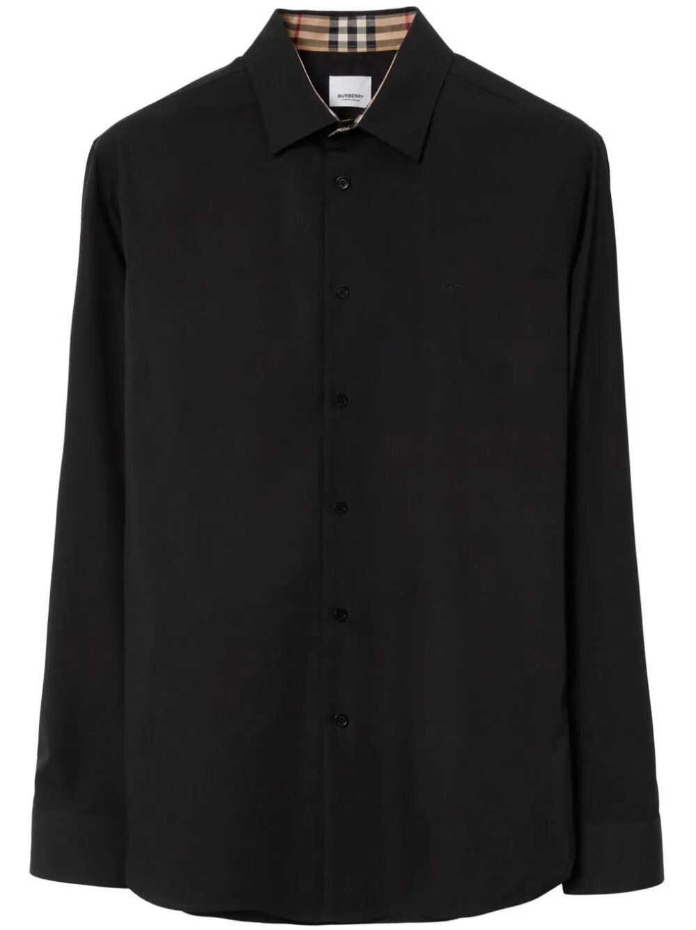Shop Burberry Stretch Cotton Shirt In Black