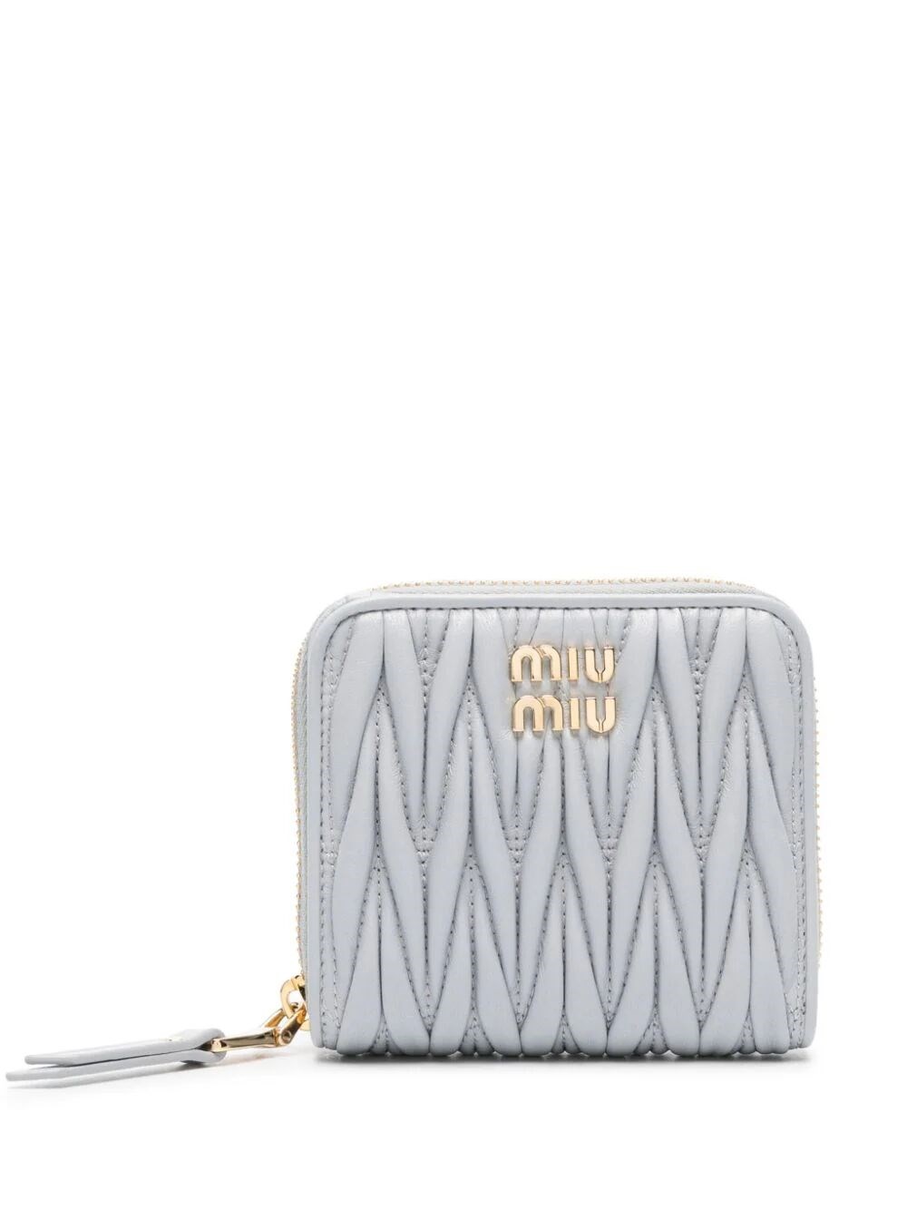 Shop Miu Miu Matelassé-effect Zipped Wallet In Blue