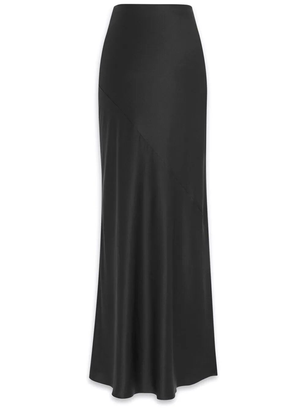 Shop Saint Laurent Long Skirt In Silk Satin Crepe In Black