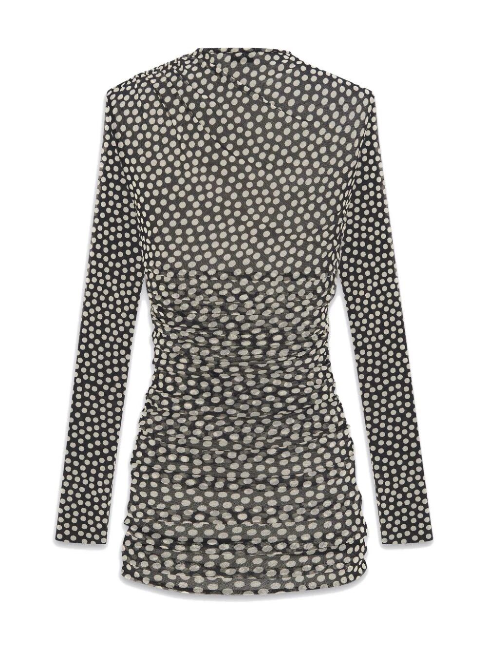 RUCHED DRESS IN DOTTED TULLE