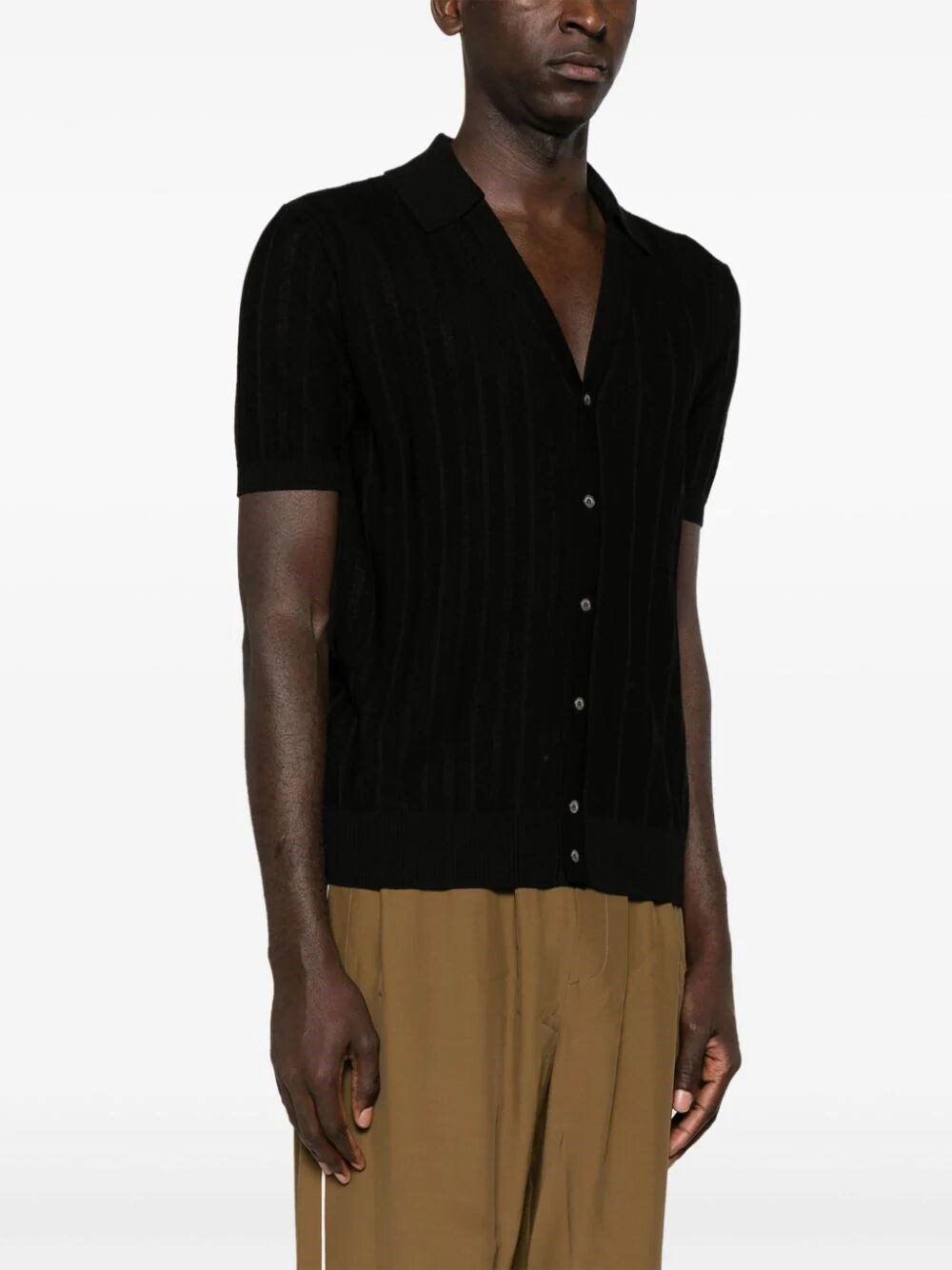 V-NECK KNITTED POLO SHIRT