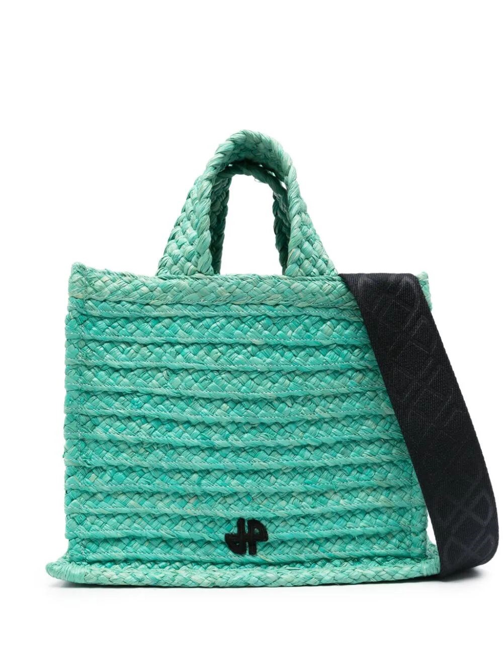 Shop Patou Small Jp Raffia Tote Bag In Green