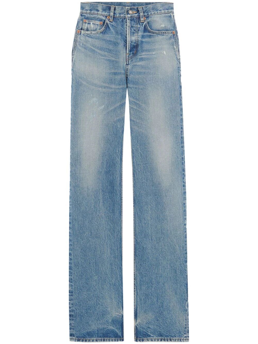 Saint Laurent Low Waist Jeans In Denim Blue Sicily In Blue