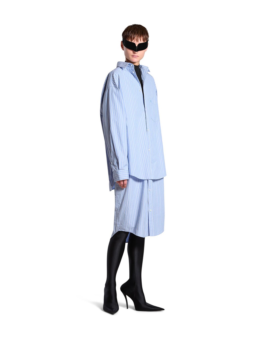 Shop Balenciaga Layered Bb Classic  Chemisier Dress In Blue