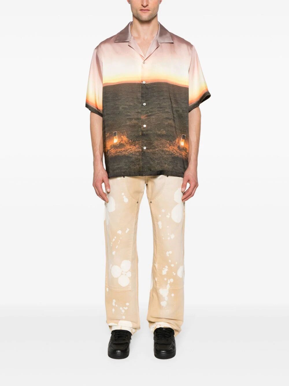 GRAPHIC-PRINT SATIN SHIRT