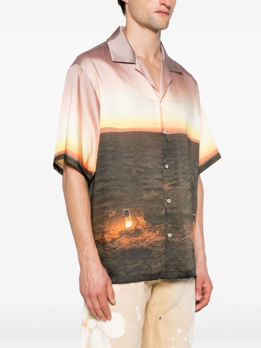 GRAPHIC-PRINT SATIN SHIRT