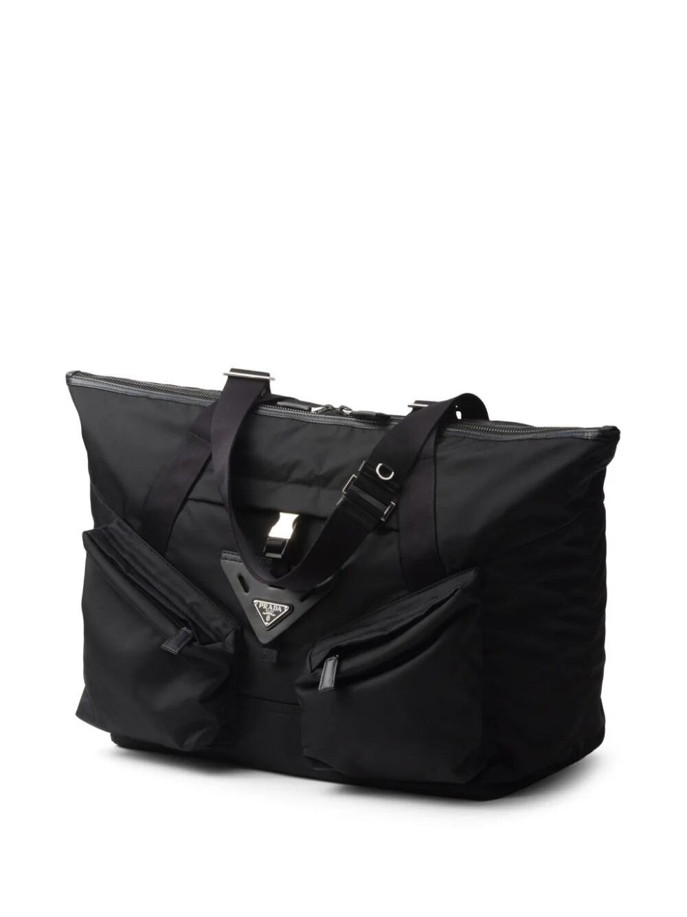 RE-NYLON AND LEATHER TRAVEL BAG