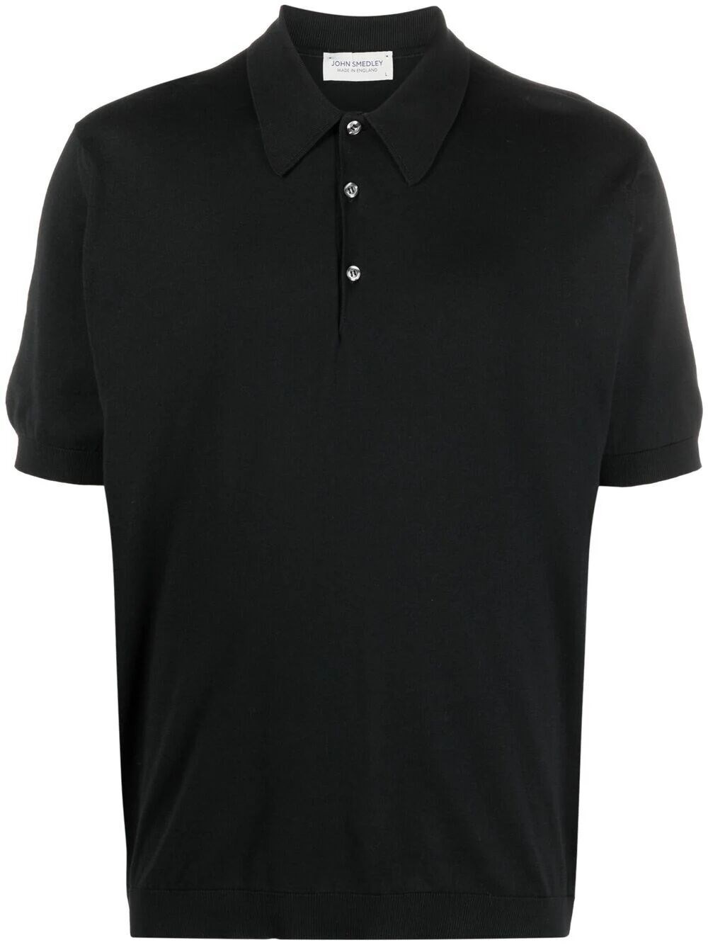 Shop John Smedley Knitted Cotton Polo Shirt In Black