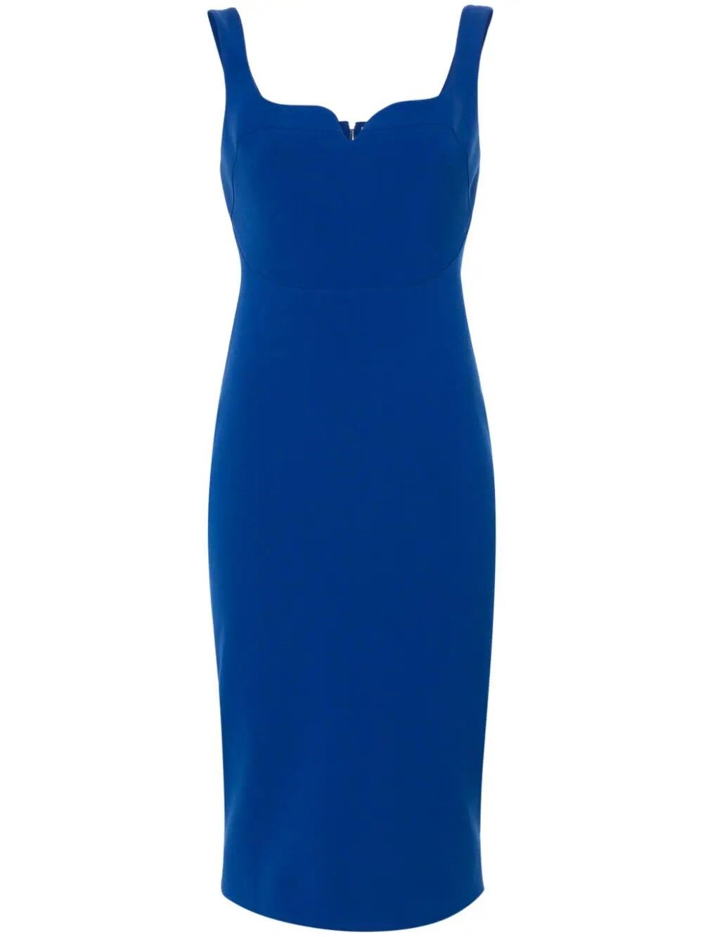 Shop Victoria Beckham Sleeveless Fitted Midi Dress In Blue