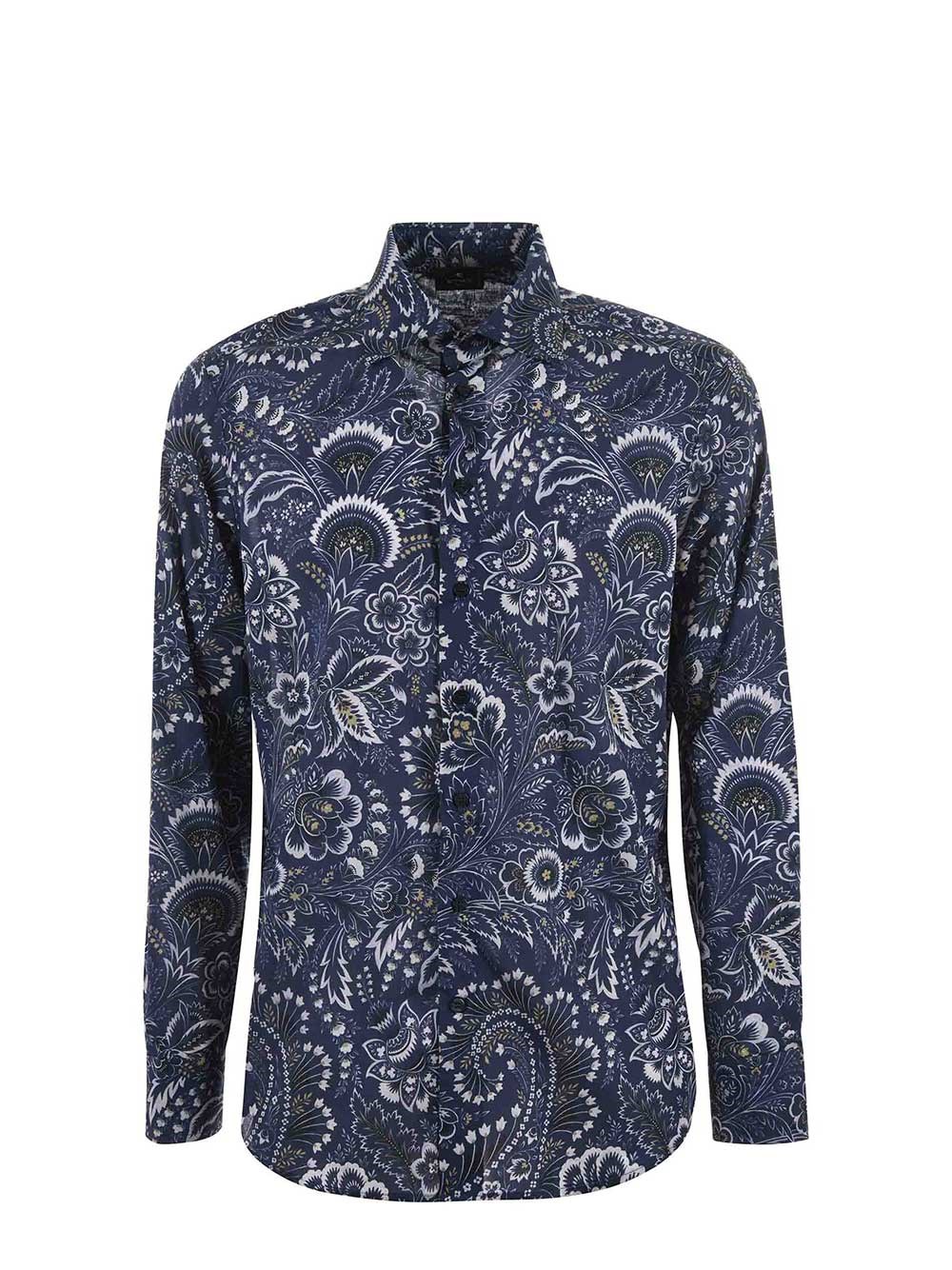 Shop Etro Floral Shirt In Blue