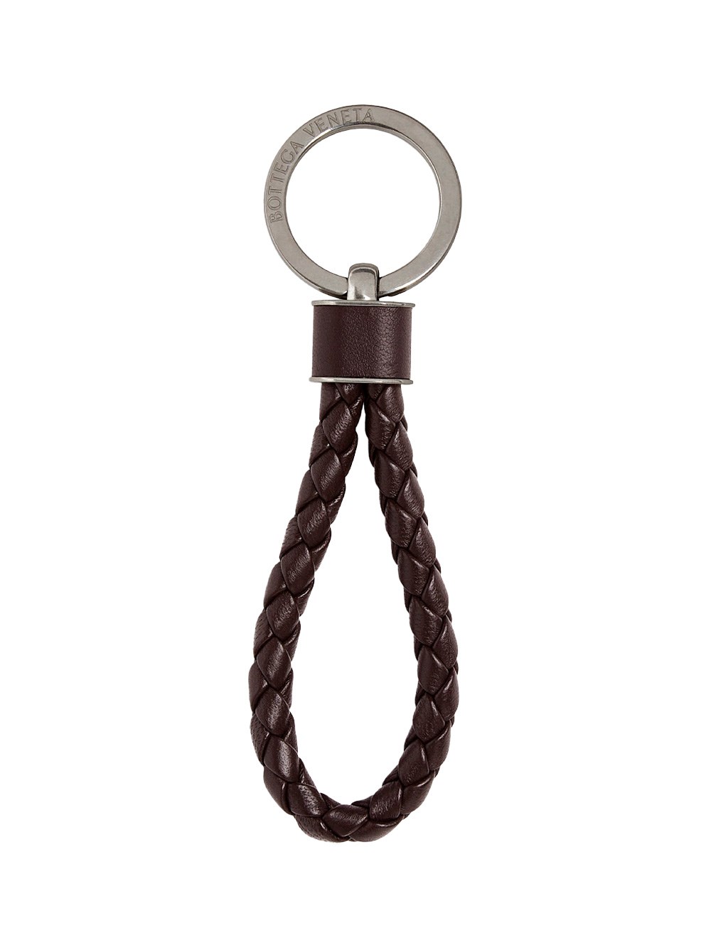 Bottega Veneta Intrecciato Leather Keyring In Brown