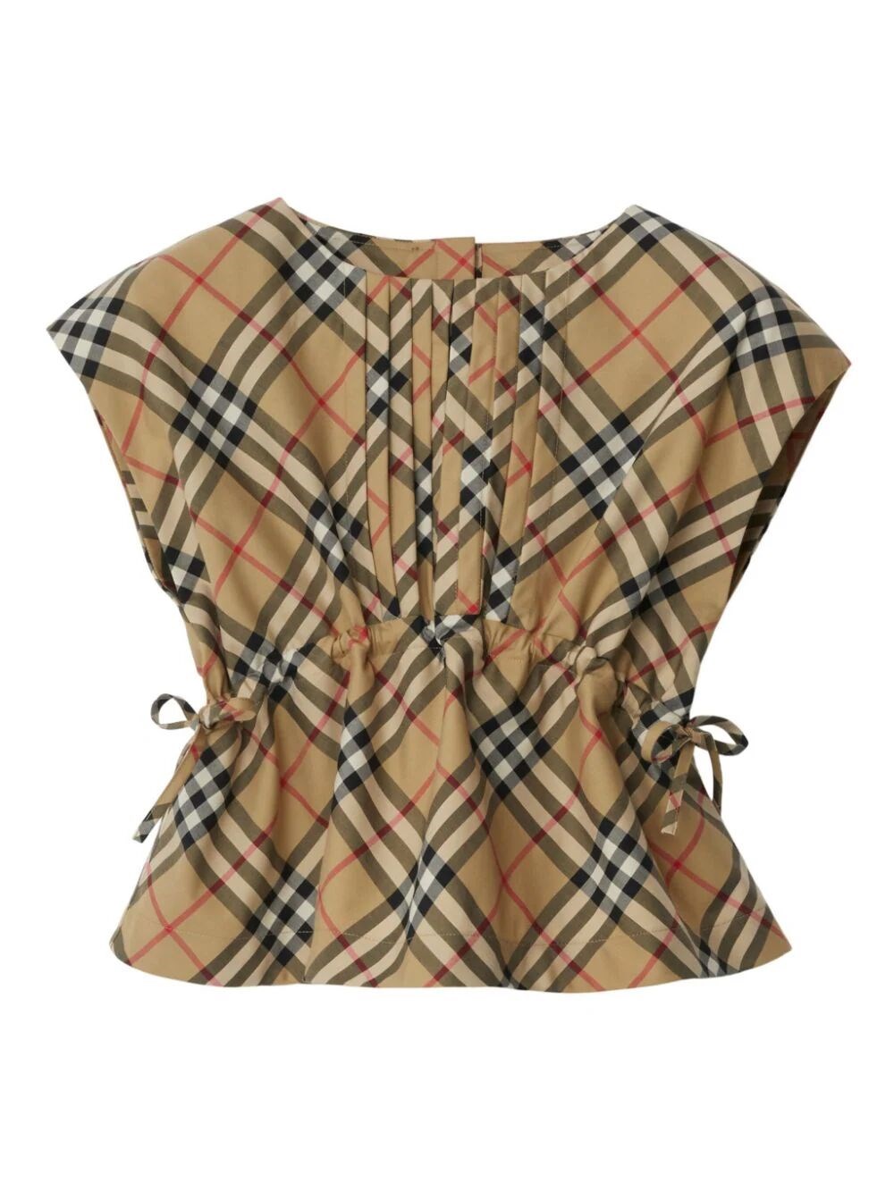 Burberry Kids' Drawcord Waist Check Top In Brown